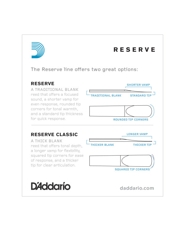 D'ADDARIO Reserve Bb Clarinet #2.0 - 10 Pack