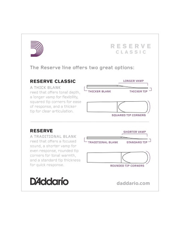 D'ADDARIO Reserve Classic Bb Clarinet #2.5 - 10 Box