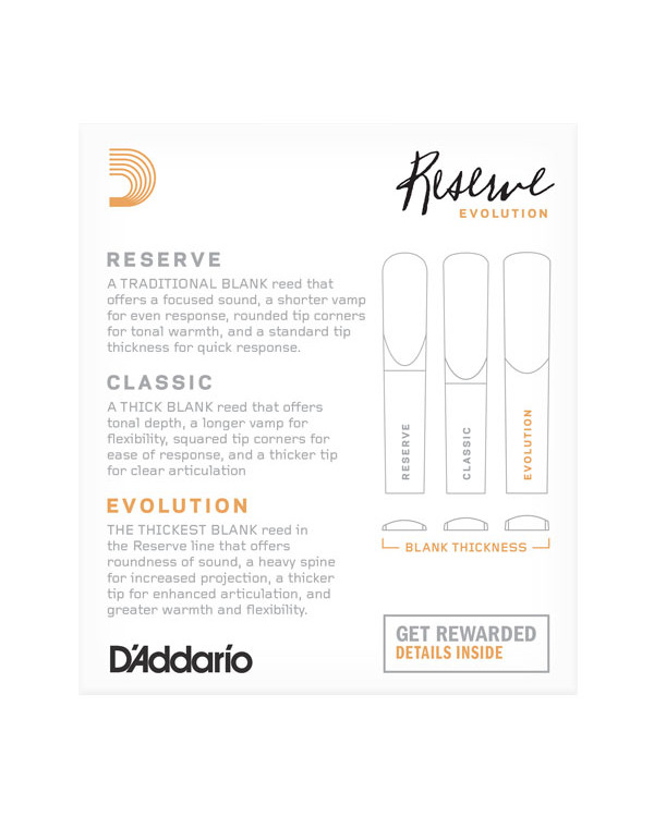 D'ADDARIO Reserve Evolution Bb Clarinet #2.5 - 10 Pack