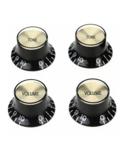 GIBSON TOP HAT KNOBS w/GOLD METAL INSERT BLACK 4 pcs. Набір ручок потенціометрів