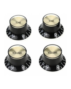 GIBSON TOP HAT KNOBS w/GOLD METAL INSERT BLACK 4 pcs. Набір ручок потенціометрів