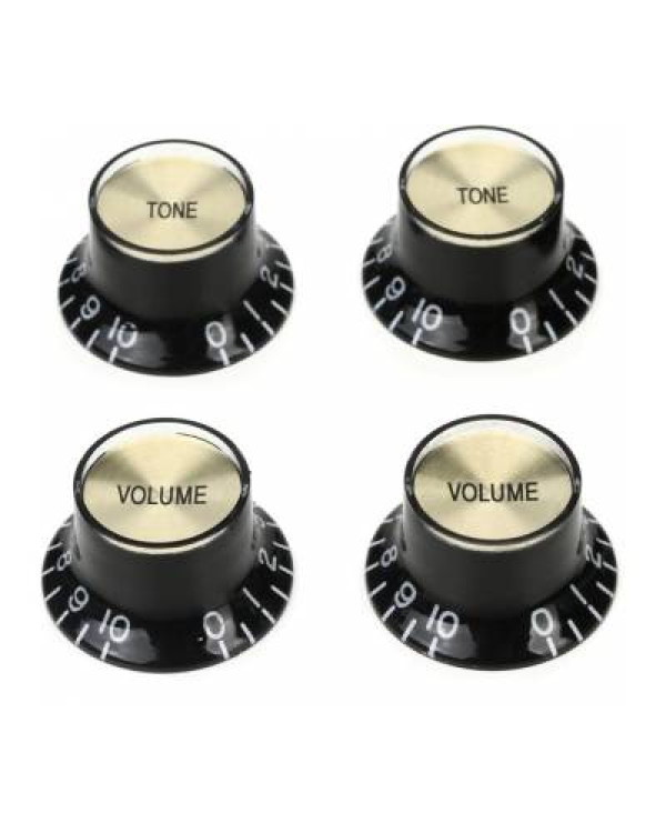GIBSON TOP HAT KNOBS w/GOLD METAL INSERT BLACK 4 pcs. Набір ручок потенціометрів