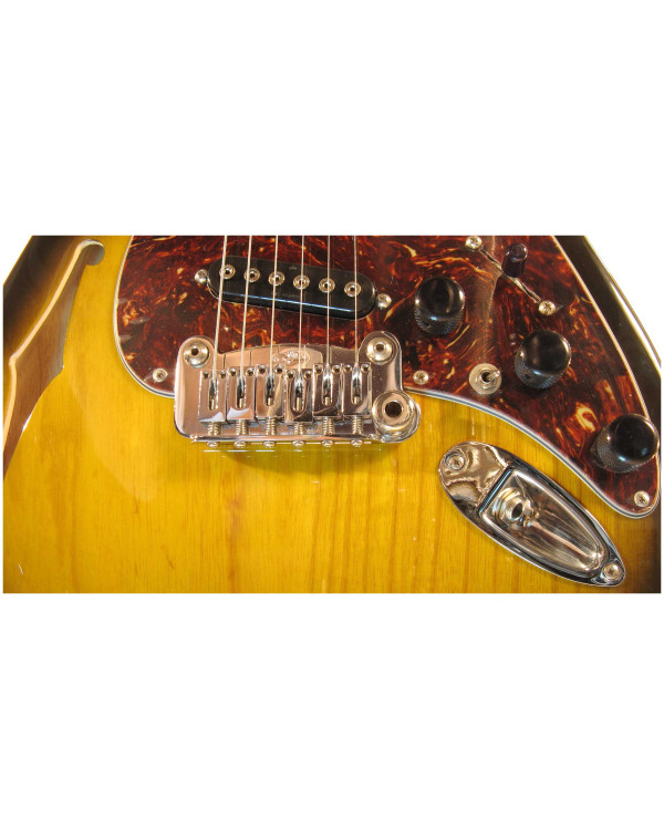 G&L S500 Semi-Hollow (2-Tone Sunburst, maple, 3-ply Tortoise Shell). №CLF51045. Made in USA - Електрична гітара