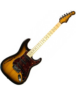 G&L S500 Semi-Hollow (2-Tone Sunburst, maple, 3-ply Tortoise Shell). №CLF51045. Made in USA - Електрична гітара