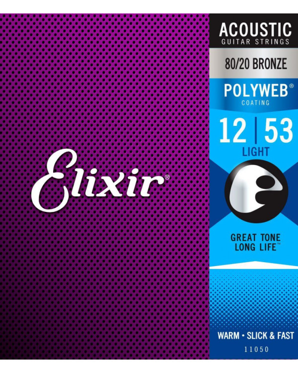 Струни для акустичної гітариELIXIR AC PW L Acoustic 80/20 Bronze PolyWeb (.012-.053)