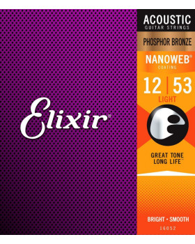 Струни для акустичної гітариELIXIR PB NW L Acoustic Phosphor Bronze NanoWeb (.012-.053)