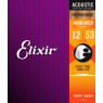 Струни для акустичної гітариELIXIR PB NW L Acoustic Phosphor Bronze NanoWeb (.012-.053)