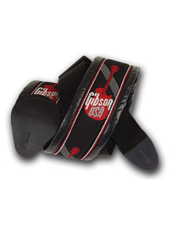 GIBSON ASGG-700 WOVEN STYLE 3' STRAP W/GIBSON LOGO - RED Ремінь гітарний-foto3