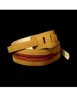 GIBSON ASGG-BL010 BRUSHED LEATHER STRAP TAN W/COGNAC Ремінь гітарний шкіряний