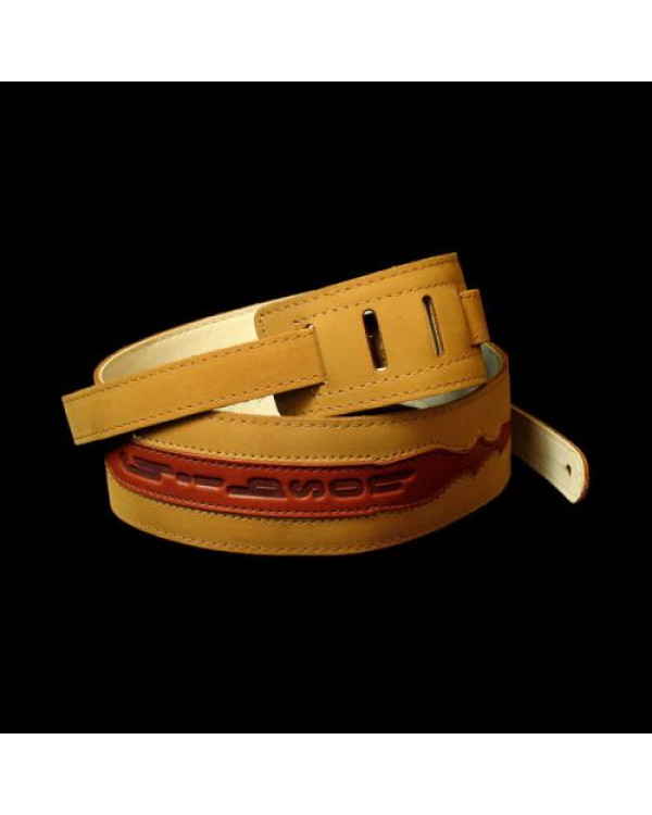 GIBSON ASGG-BL010 BRUSHED LEATHER STRAP TAN W/COGNAC Ремінь гітарний шкіряний