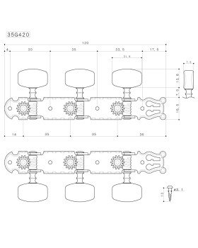 Кілки для класичної гітари, 3+3 GOTOH 35G420 SG-foto3