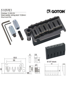 Тремоло для електрогітари, vintage, на 2-х ніжках, 40x83.5мм GOTOH 510TFE1 CK
