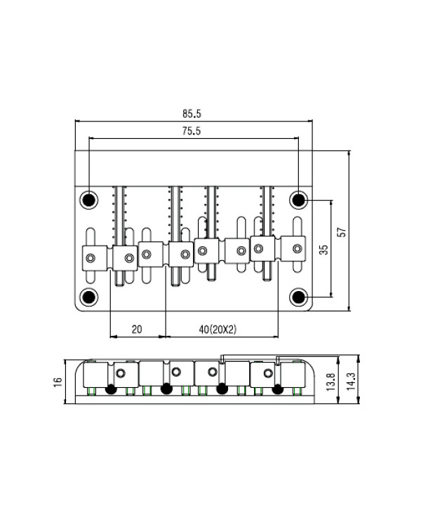 Бридж для 4-струнної басгітари PAXPHIL BB012 CR