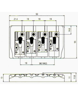 Бридж для 4-струнної басгітари PAXPHIL BB404 CR-foto2