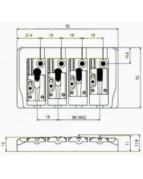 Бридж для 4-струнної басгітари PAXPHIL BB404 BK-foto2