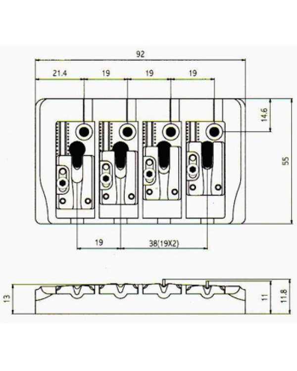 Бридж для 4-струнної басгітари PAXPHIL BB404 BK
