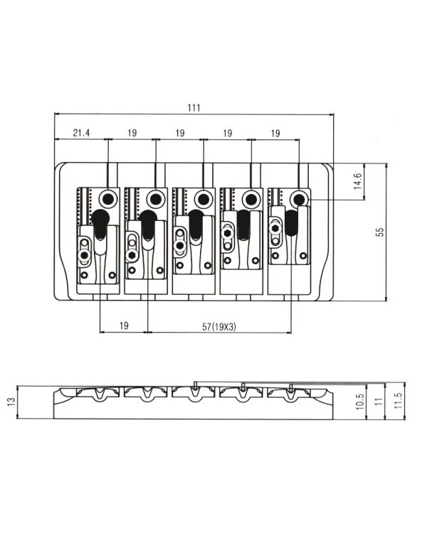 Бридж для 5-струнной басгітари PAXPHIL BB405 BK