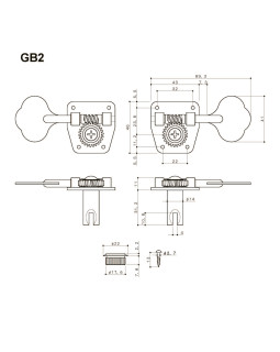 Кілки для басгітари, 4 в линию GOTOH GB2L N-foto2