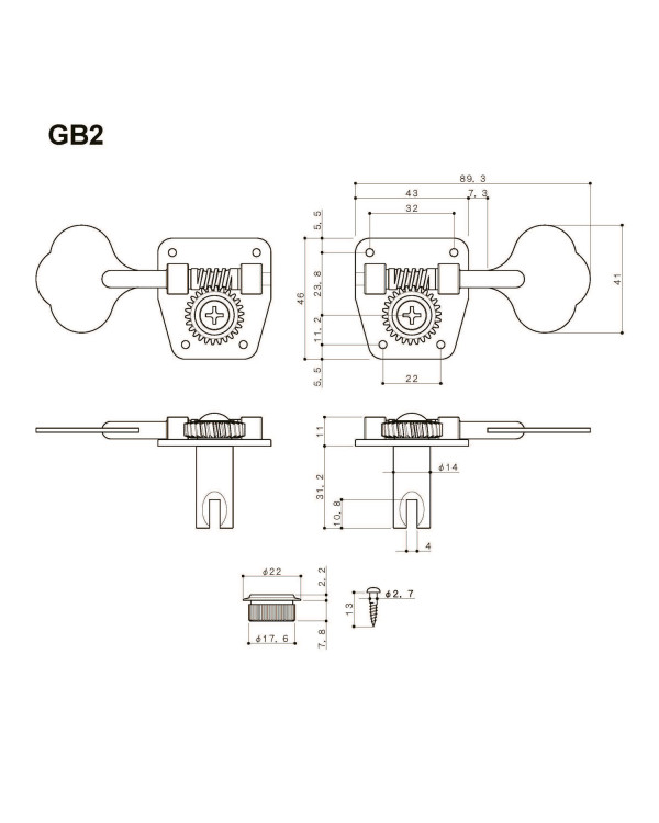 Кілки для басгітари, 4 в линию GOTOH GB2L N