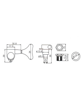 Кілки для басгітари PAXPHIL JB150 2+2 CR-foto2