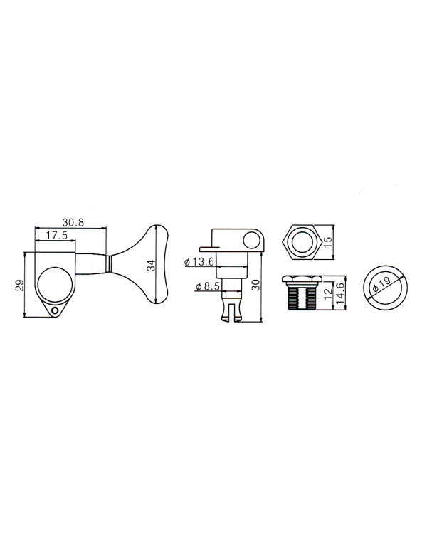 Кілки для басгітари PAXPHIL JB150 2+2 CR