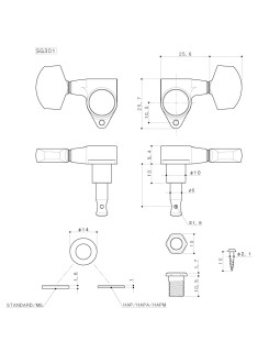 Кілки для електрогітари, 3+3 GOTOH SG301-01 C-foto3