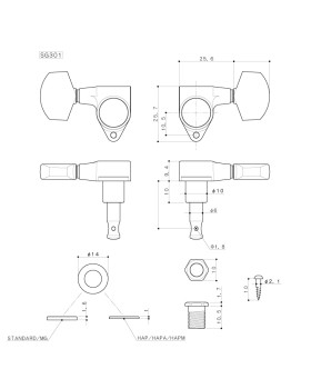 Кілки для електрогітари, 3+3 GOTOH SG301-01 CK-foto3