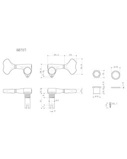Кілки для басгітари, 3+2 GOTOH GB707-5(3-2) B-foto3