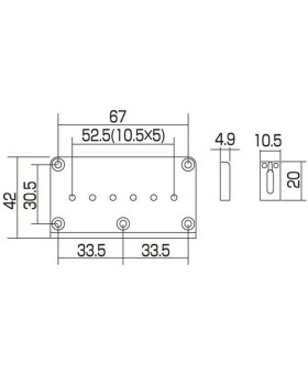 Бридж фіксований для електрогітари, 42х67мм GOTOH GTC102 C-foto2
