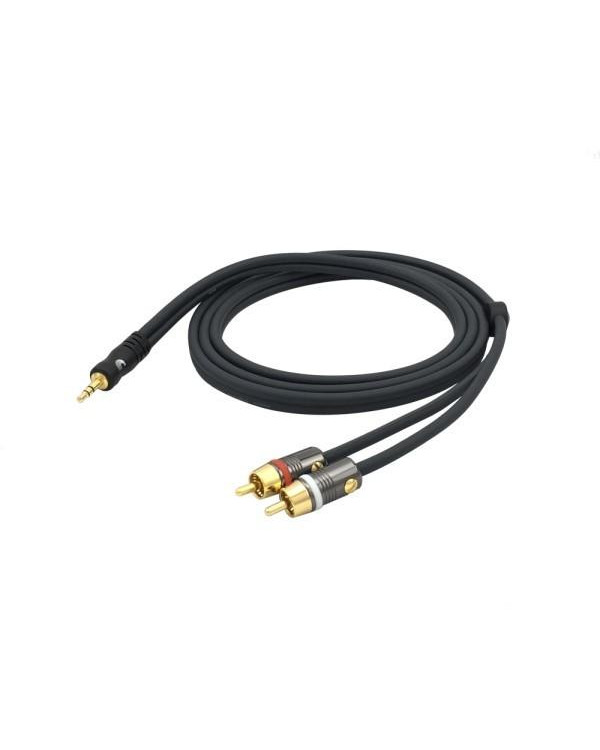 D'ADDARIO PW-MP-05 Custom Series Dual RCA to 3.5 Stereo Mini Jack Cable (1.5m)