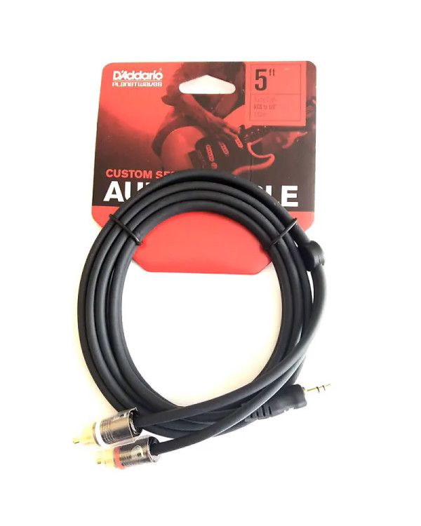 D'ADDARIO PW-MP-05 Custom Series Dual RCA to 3.5 Stereo Mini Jack Cable (1.5m)