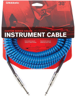 D'ADDARIO PW-CDG-30BU Coiled Instrument Cable - Blue (9m)