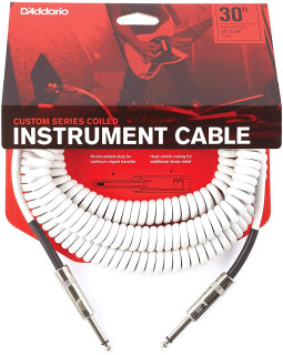 D'ADDARIO PW-CDG-30WH Coiled Instrument Cable - White (9m)