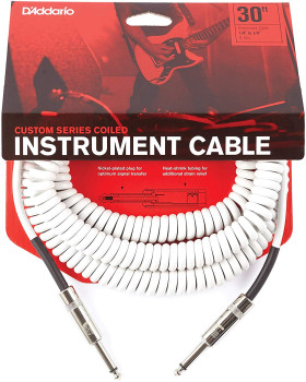 D'ADDARIO PW-CDG-30WH Coiled Instrument Cable - White (9m)