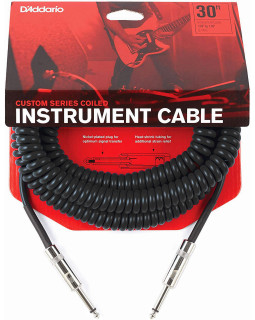 D'ADDARIO PW-CDG-30BK Coiled Instrument Cable - Black (9m)