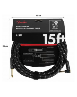 FENDER CABLE DELUXE SERIES 15' ANGLED BLACK TWEED Кабель інструментальний-foto2