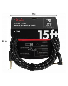 FENDER CABLE DELUXE SERIES 15' ANGLED BLACK TWEED Кабель інструментальний-foto2
