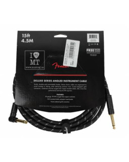 FENDER CABLE DELUXE SERIES 15' ANGLED BLACK TWEED Кабель інструментальний-foto3