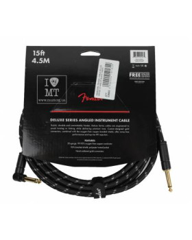 FENDER CABLE DELUXE SERIES 15' ANGLED BLACK TWEED Кабель інструментальний-foto3