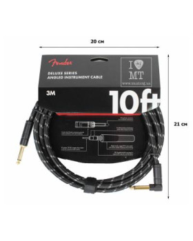 FENDER CABLE DELUXE SERIES 10' ANGLED BLACK TWEED Кабель інструментальний-foto2