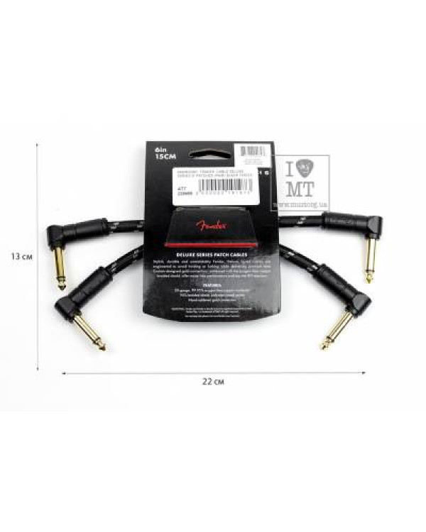 FENDER CABLE DELUXE SERIES 6" PATCHES (PAIR) BLACK TWEED Кабель інструментальний