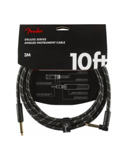 FENDER CABLE DELUXE SERIES 10' ANGLED BLACK TWEED Кабель інструментальний FENDER CABLE DELUXE SERIES 10' ANGLED BLACK TWEED Кабель інструментальний
