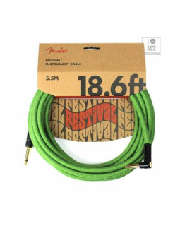 FENDER 18.6' ANGLED FESTIVAL INSTRUMENT CABLE PURE HEMP GREEN Кабель інструментальний FENDER 18.6' ANGLED FESTIVAL INSTRUMENT CABLE PURE HEMP GREEN Кабель інструментальний
