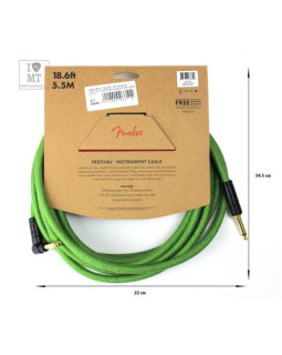 FENDER 18.6' ANGLED FESTIVAL INSTRUMENT CABLE PURE HEMP GREEN Кабель інструментальний-foto2
