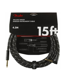 FENDER CABLE DELUXE SERIES 15' ANGLED BLACK TWEED Кабель інструментальний