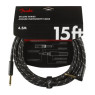 FENDER CABLE DELUXE SERIES 15' ANGLED BLACK TWEED Кабель інструментальний