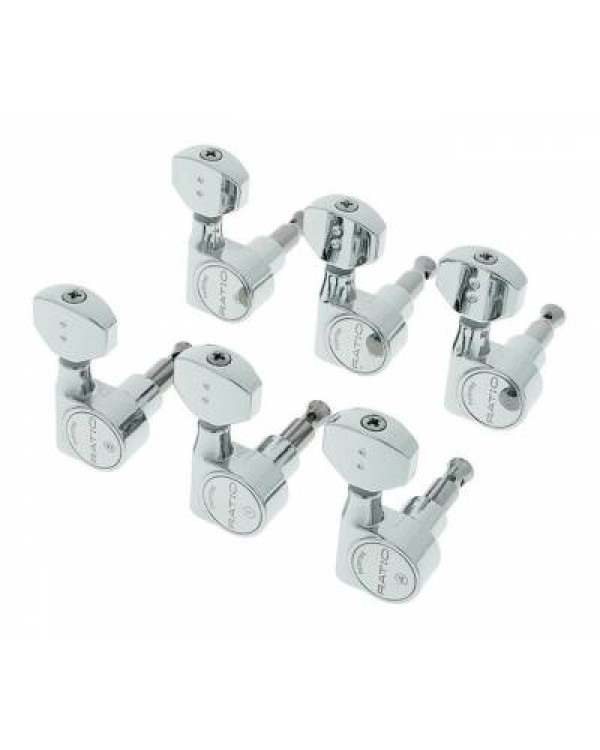 GRAPH TECH PRN-2721-C0 Ratio Electric 6 In-line Contemporary Mini 2 Pin - Chrome Кілки для електрогітари