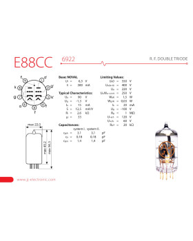 Лампа для підсилювача JJ ELECTRONIC E88CC Gold Pin-foto2