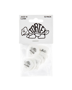 Набір медіаторів DUNLOP TORTEX WHITE JAZZ III PICK 1.50MM-foto3