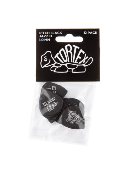Набір медіаторів DUNLOP TORTEX PITCH BLACK JAZZ III PICK 1.0MM-foto3